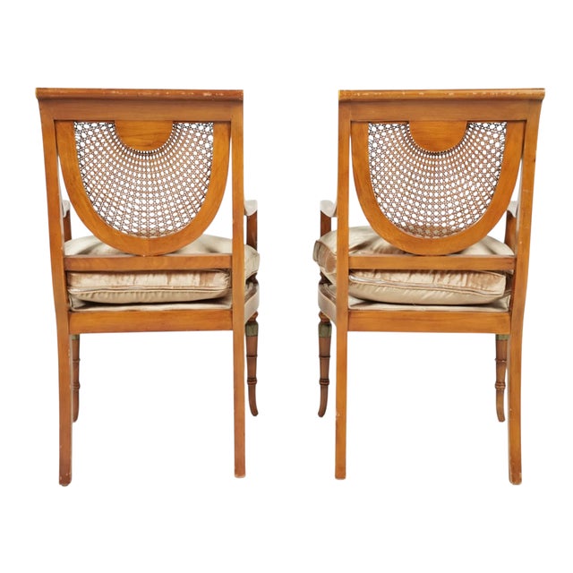 Pair of Antique Angelica Kauffman Style Regency Arm Chairs.