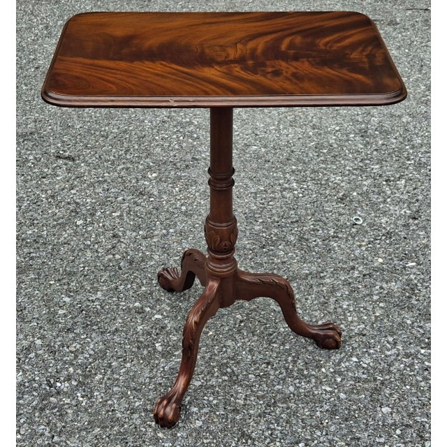 George III Style Crotch Mahogany Pedestal Tilt Top Side Table For Sale - Image 4 of 8