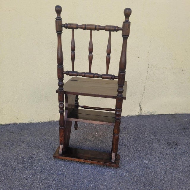 Wood 19th Century Convertible Library Step Stool Chair For Sale - Image 7 of 15