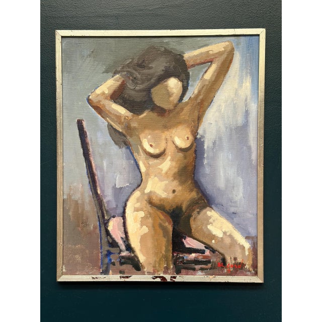 Sven Erik Lund, Model on Chair, Nude, 1950s, Oil on Canvas, Framed For Sale - Image 16 of 18