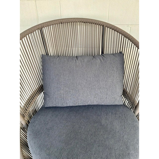 Metal Outdoor Modern Taupe and Gray Azzurro Sofa and Chair Set of 2 For Sale - Image 7 of 10