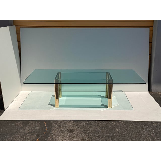 1970s 1970s Leon Rosen for Pace Collection Glass and Brass Coffee Table For Sale - Image 5 of 12