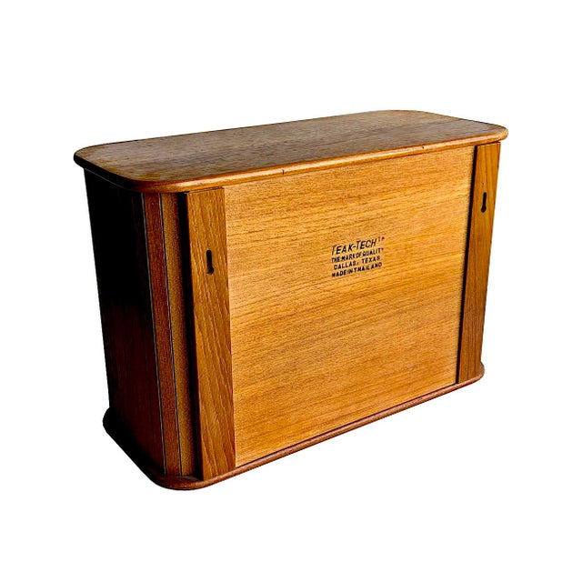 Dansk 1970s Teak Wood Wall Mounted Tambour Door Cabinet For Sale - Image 4 of 8