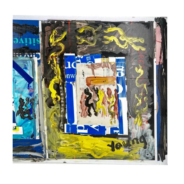 1990s Abstract Folk Art Collage Painting Miami Outsider Artist Purvis Young For Sale - Image 11 of 12