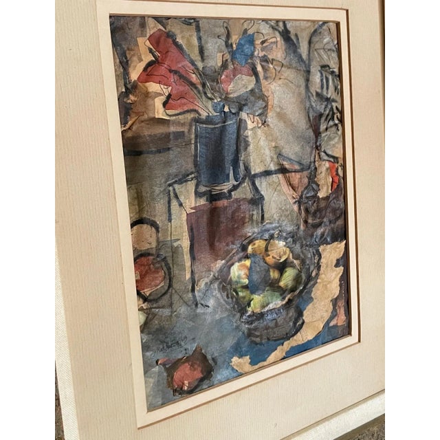 1970s Expressionist Watercolor Modernist Movement Still Life, Signed. For Sale - Image 5 of 10