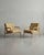Mid-Century Modern Hungarian Lounge Chairs in Geometric Yellow Pattern Fabric with Light Wood Frames, 1970s, Set of 2 For Sale - Image 6 of 7