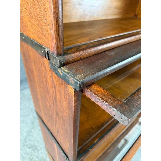 Early 1900’s Globe-Wernicke Oak Four Stack Barrister Bookcase For Sale - Image 13 of 17