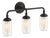 23” Kohler Artifacts 3-Light Matte Black Wall Sconce / Vanity Light – Clear Glass Shades For Sale