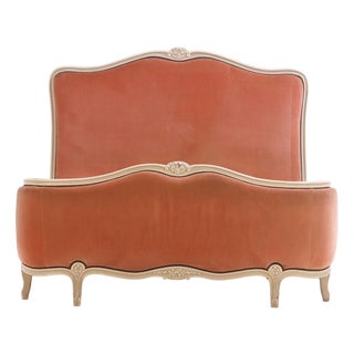 French Louis XV-Style Painted and Upholstered Full Bed, Ca. 1940. For Sale
