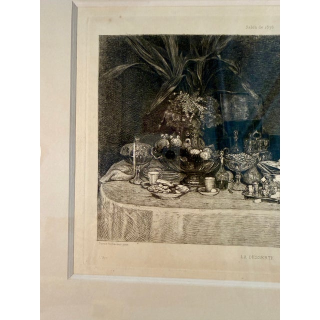 Antique, French Lithograph, Dessert Table, Framed Late 1800s For Sale In Salt Lake City - Image 6 of 7