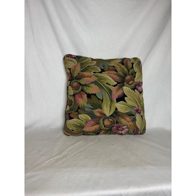 Pair of Woven Tapestry Floral Pillows For Sale - Image 4 of 5