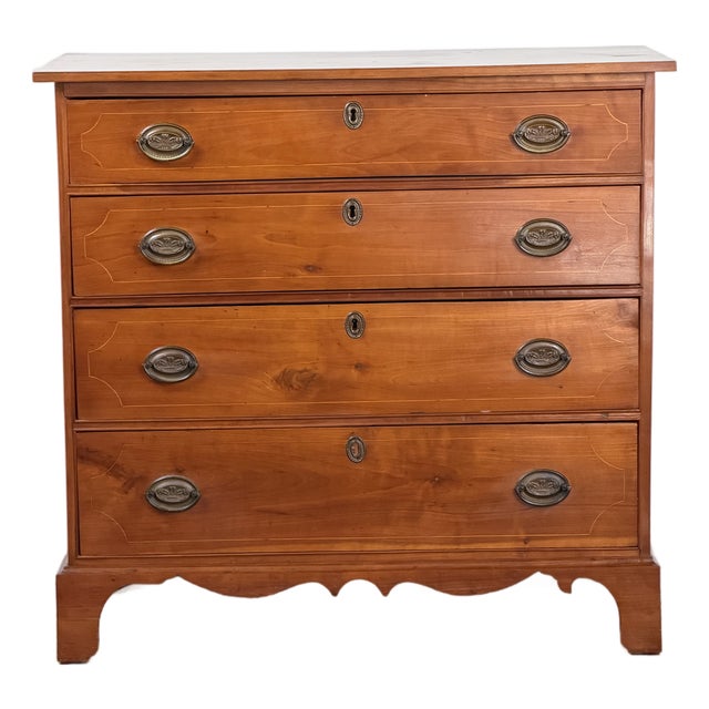 Pennsylvania Federal Cherry Four-Drawer Chest With Satinwood String Inlay, Circa 1800–1820, Attributed For Sale
