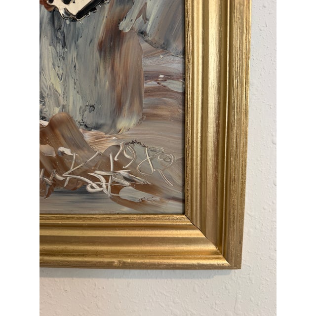 1982 Morris Katz (1931–2010) Original Oil Painting Clown Impasto Palette Knife For Sale - Image 11 of 12