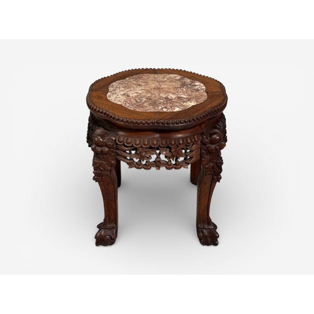 19th Century Chinese Export, Low Occasional Tables, Hardwood, Marble, China, 19th C. For Sale - Image 5 of 11