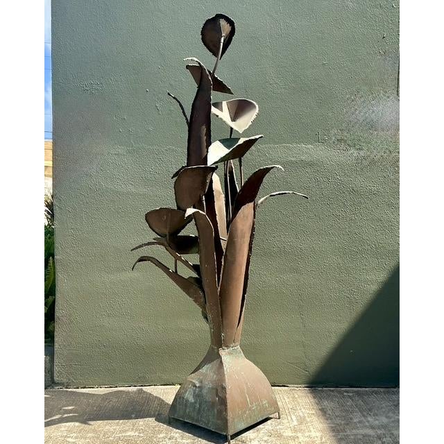 Mid-Century Modern Vintage Patinated Verdigris Copper Fountain For Sale - Image 3 of 12