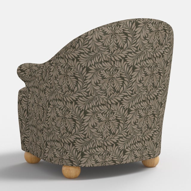 Textile Stoffer Home x Cloth & Company Marie Bun Foot Chair in Geogian Vine Olive and Mauve For Sale - Image 7 of 8