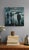 Early 21st Century London in Shades of Blue by Lindsey Kustusch | Oil on wood panel People walking with umbrellas in rain. For Sale - Image 5 of 5