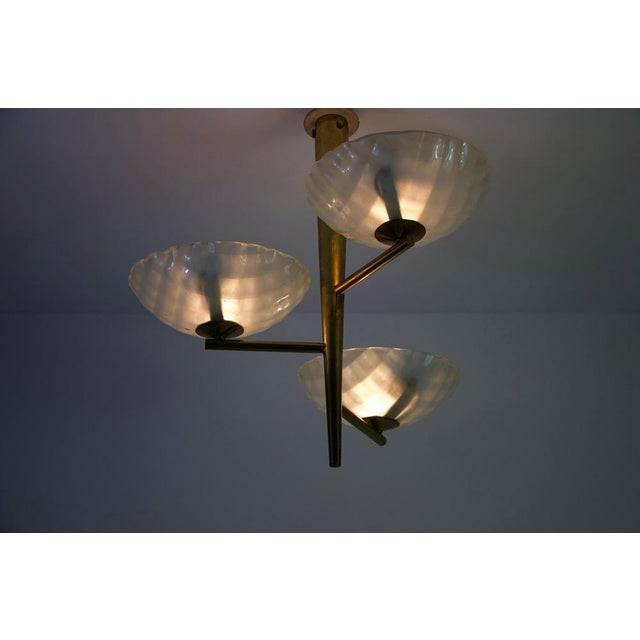 Italian Brass and Glass Chandelier, 1950s For Sale - Image 6 of 18