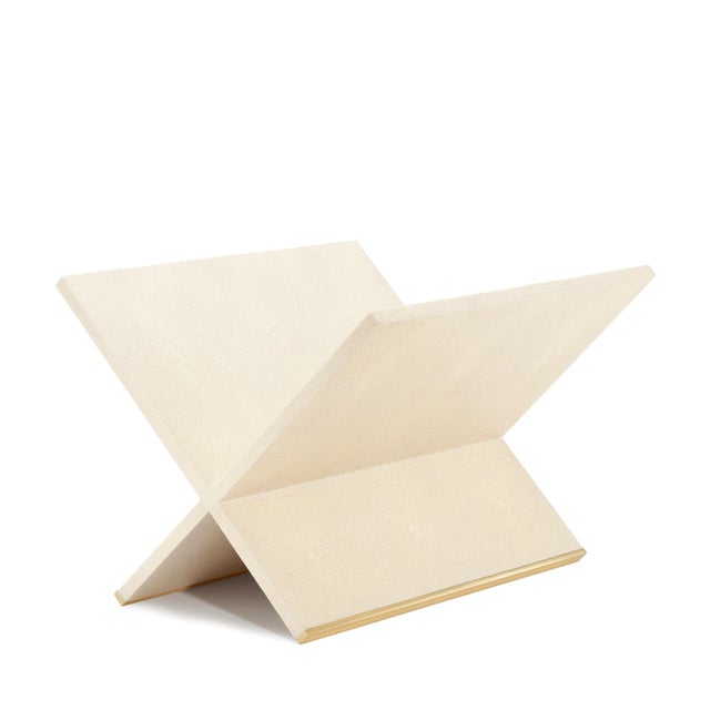 AERIN AERIN Faux Shagreen Magazine Rack, Cream For Sale - Image 4 of 4