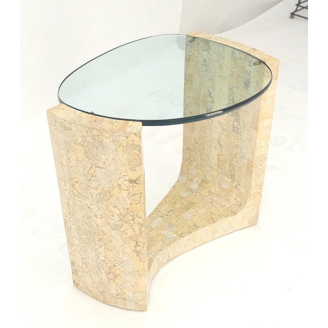Kidney Organic Shape Thick Glass Top Tessellated Base Side End Lamp Table Stand For Sale - Image 13 of 14