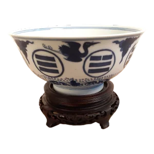 Chinese Porcelain Bagua and Cranes Bowl