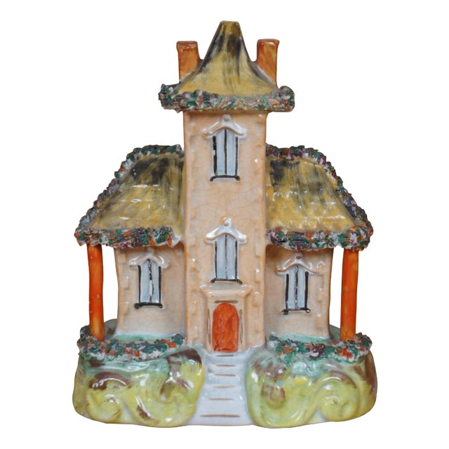 Antique 19th Century English Staffordshire Porcelain Manor House Figurine For Sale
