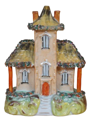 Antique 19th Century English Staffordshire Porcelain Manor House Figurine