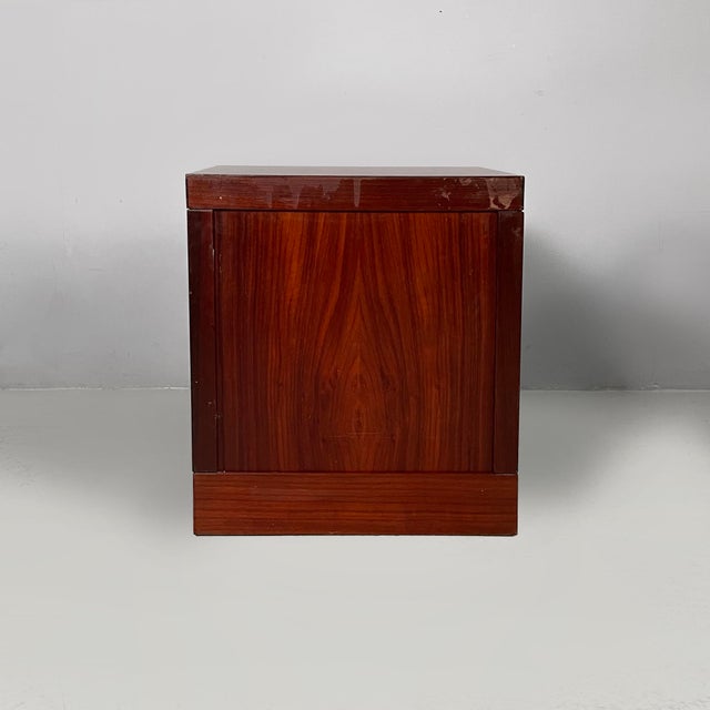Wood Italian Modern Bedside Tables in Dark Wood, 1970s, Set of 2 For Sale - Image 7 of 16
