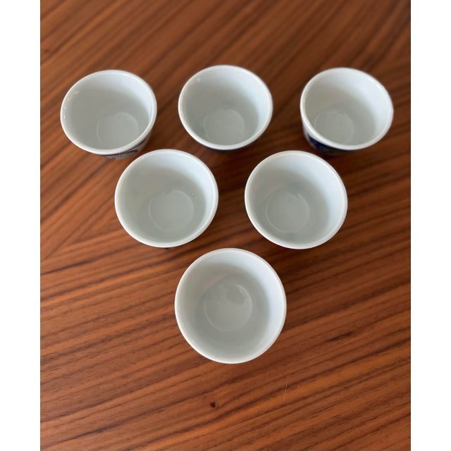 1980s 1980s Hand-Painted Traditional Koi Fish Sake Cups- Set of 6 For Sale - Image 5 of 6