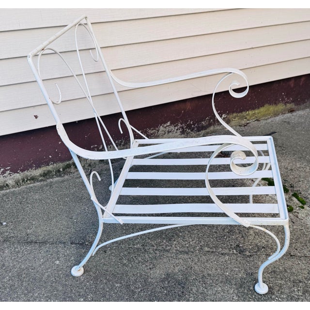 Vintage 1960s White Wrought Iron Lounge Chair For Sale - Image 4 of 9