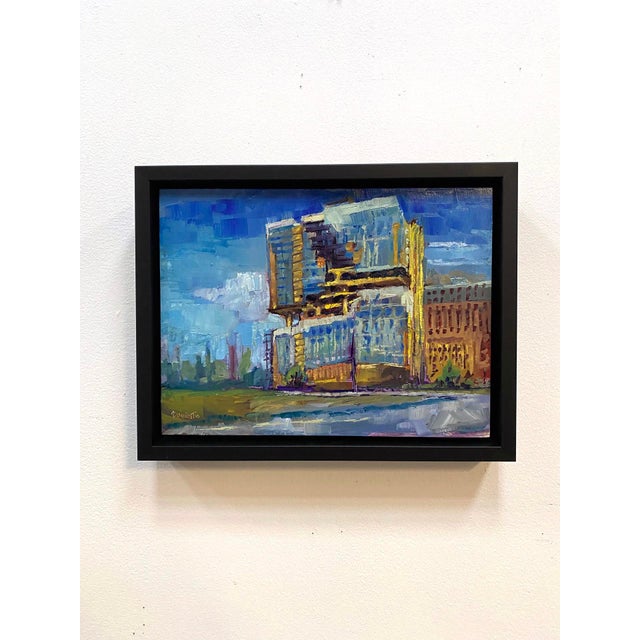 Contemporary MAD Studios Architecture Rift Rino by Delton Demarest | Oil on panel of a modern building exterior For Sale - Image 3 of 4