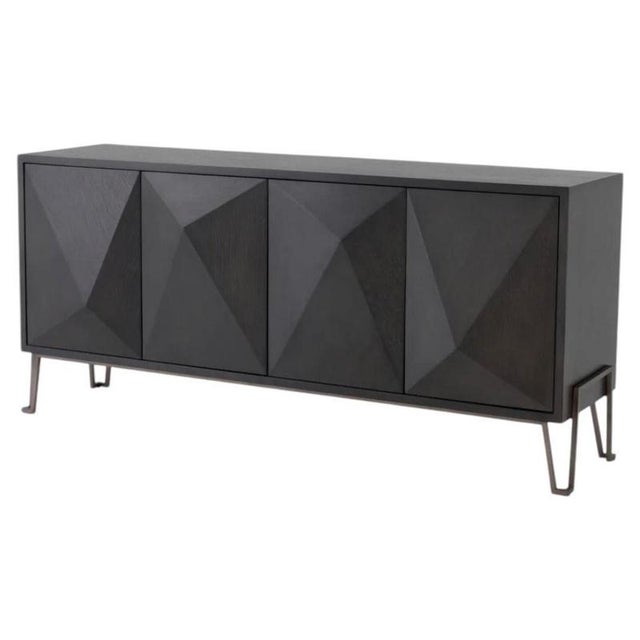 Dresser in Charcoal Brown Oak Veneer and Bronze Finish For Sale - Image 6 of 6