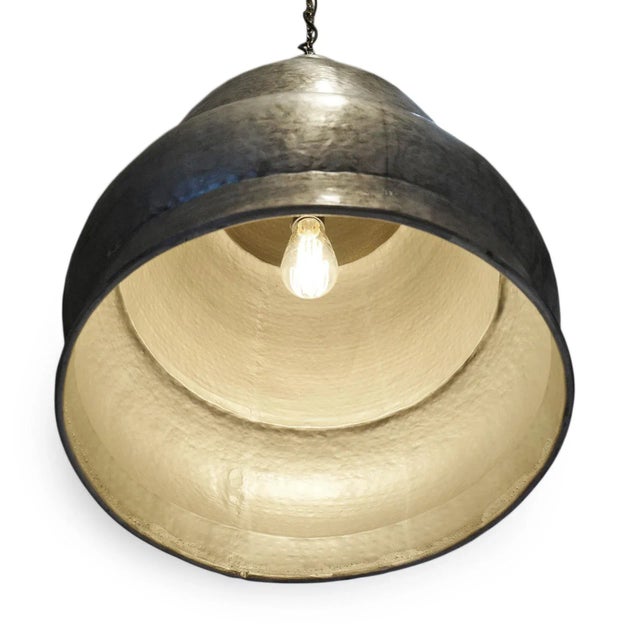 2020s Industrial Hammered Nickel Shalet Pendant Light For Sale - Image 5 of 9