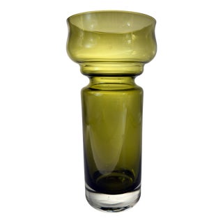 Vintage Green Glass Tulip Vase by Tamara Aladin for Riihimäen Lasi, 1960s For Sale
