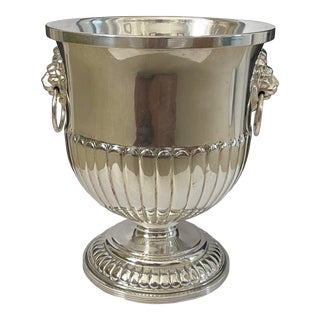 Antique Israel Freeman & Son English Silver Plate Ice Bucket. Lions’ Heads For Sale