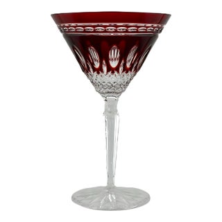 1990s Waterford Clarendon Ruby Red Martini Glass | Cut to Clear Crystal | Excellent For Sale