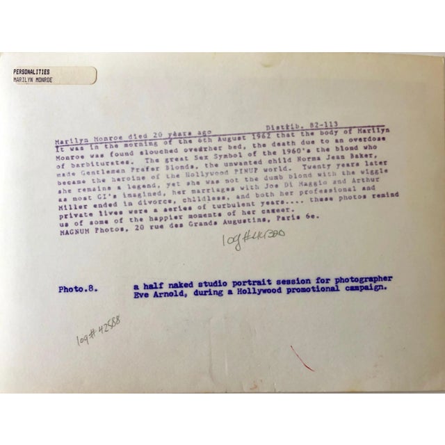 Vintage Silver Gelatin Magnum Press Photo Eve Arnold Marilyn Monroe Photograph, 1962 For Sale - Image 4 of 5