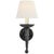 Chapman & Myers for Visual Comfort Signature Iron Torch Sconce in Black Rust with Linen Shade For Sale