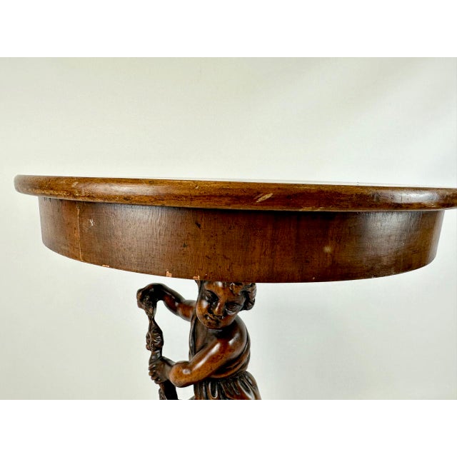 Antique Wooden Carved Cherub Bacchus Side Table, 1890s For Sale - Image 6 of 15