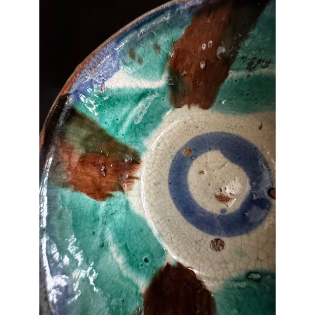 Vintage Southwestern Oaxacan Majolica Aqua and Brown Studio Art Pottery Decorative Bowls, a Pair For Sale In Houston - Image 6 of 12