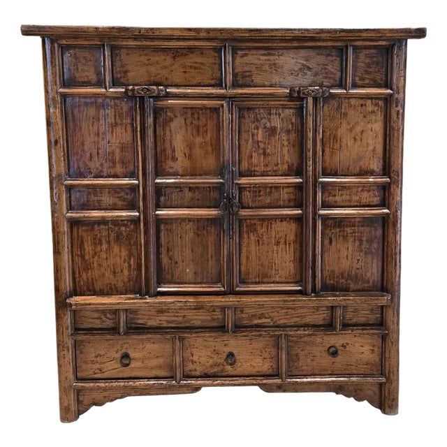 1900-1909 Chinese Lacquered Ming Style Cabinet Armoire Vintage For Sale