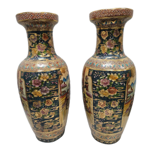 Pair of Mid 20th Century Large Japanese Satsuna Vases