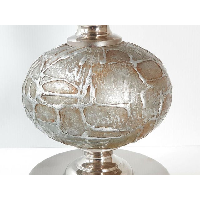 Space Age Table Lamp in Steel with Relief and Moire Reflections, 1970s For Sale - Image 4 of 12