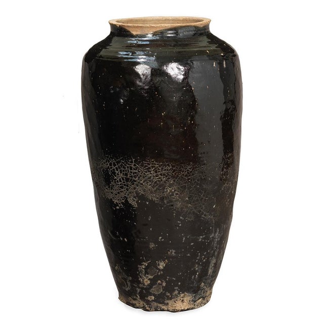 Tall Vintage Black Earthenware Jar, 1920s For Sale - Image 6 of 8