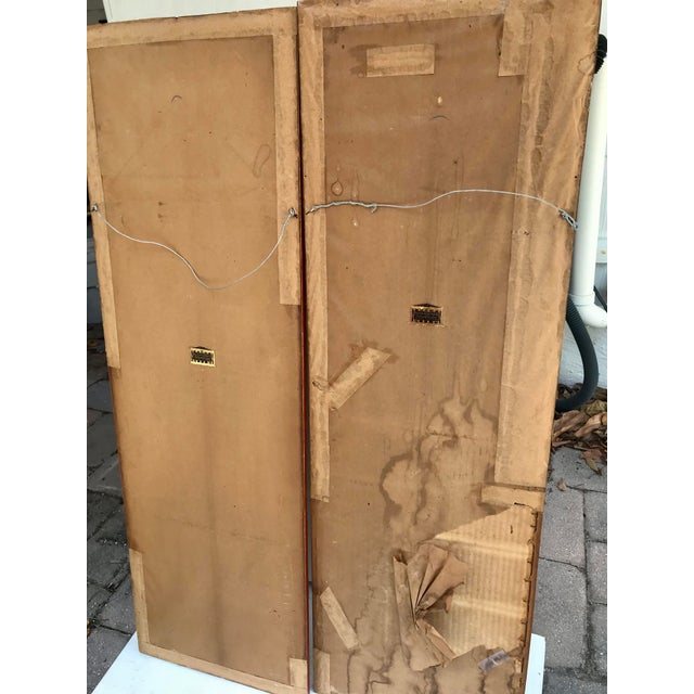 Wood Pair of Vintage Early 20th Century Chinese Silk Embroidery of Birds With Flowers Framed on Painted Bamboo For Sale - Image 7 of 12