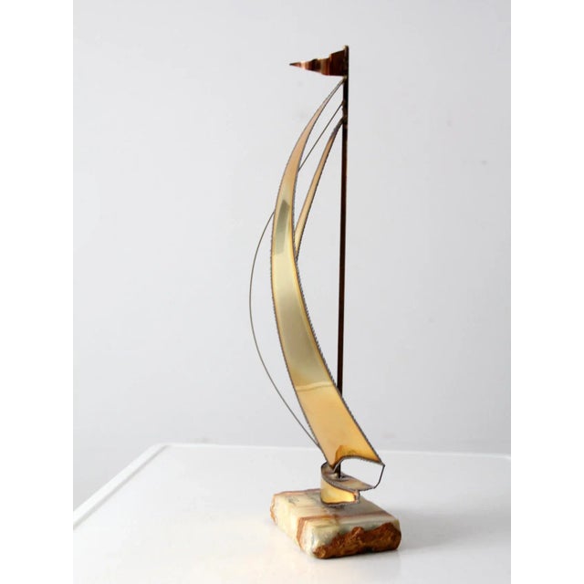Mid 20th Century Mid Century Brass Sailboat Sculpture For Sale - Image 5 of 13