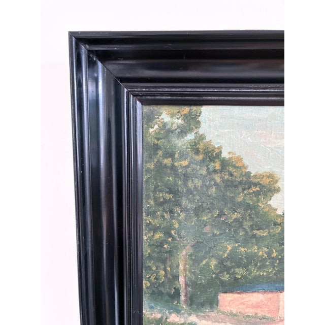 Vintage Original Landscape Oil Painting, Signed Farmhouse Art For Sale - Image 6 of 18