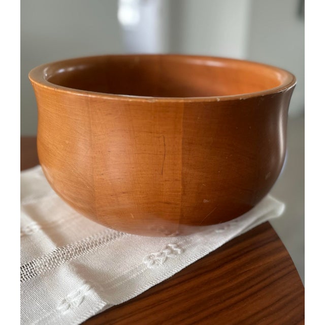 Boho Chic 1970s Italian Manzoni Pietro for Vietri Olive Wood Salad Bowl Set- 7 Pieces For Sale - Image 3 of 11
