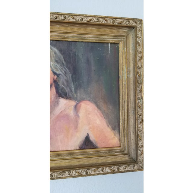 1970s Vintage Artist Study Nude Male Portrait Oil Painting For Sale - Image 9 of 11