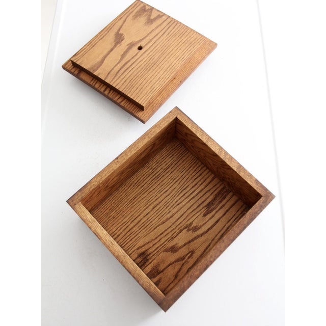 Mid 20th Century Vintage Oak Wood Storage Box For Sale - Image 5 of 10